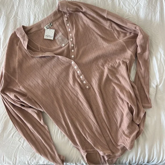 NWT Free People Long Sleeve Coffee Chat Pullover - Picture 4 of 6